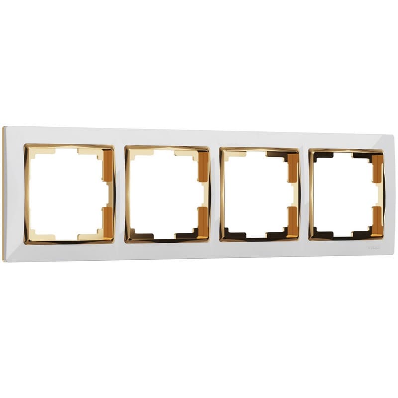 Дизайнерская рамка 4 местная, белый / золото, поликарбонат, W0041933 Werkel
