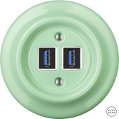 Ретро розетка USB ментол глянцевый PNMEGsUSBb Katy Paty