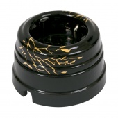 Ретро розетка Императорская с заземлением, черный с золотой росписью, GE70301-05C ТМ МезонинЪ