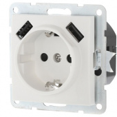 Дизайнерская розетка с заземлением + 2хUSB разъем, белый, 868004-1 LK Studio, серия LK60