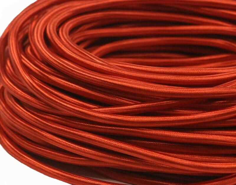 Ретро кабель круглый электрический (50м) 2*0.75, красный шелк, серия Loft, Interior Electric