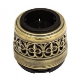 Ретро розетка с заземлением и шторками, черный/ латунь, OP12KV.BL Salvador