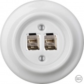 Розетка интернет Cat.6а экранир.10G двойная, белый глянцевый ALGsCat6a Katy Paty