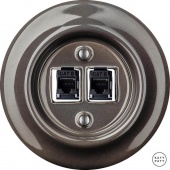 Розетка интернет Cat.6 двойная, коричневый глянцевый BRGsCat6 Katy Paty