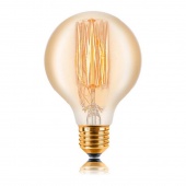 Ретро лампа накаливания G80 F2, E27, золотая, 051-972а Sun Lumen