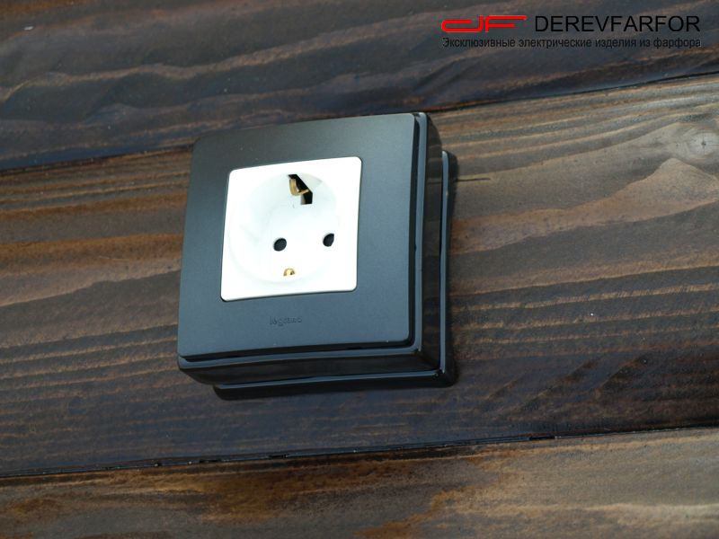 Коробка для ретро выключателя и розетки черный, N011.03.01 DerevFarfor, серия МонолитБлокхаус