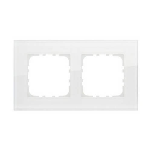 Дизайнерская рамка 2 местная, белое стекло, 844213-1 LK Studio, серия LK80