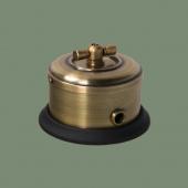 Ретро выключатель серия ДИП-200 светлая латунь, рамка: черная, D112-5 Romatti двухклавишный