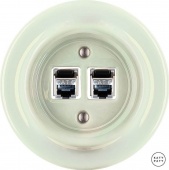 Розетка интернет Cat.6 экранир. двойная, жемчужный глянцевый OPCOGsCat6e Katy Paty