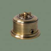 Ретро выключатель серия ДИП-200 светлая латунь, рамка: металл, D113-5 Romatti двухклавишный