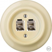 Розетка интернет Cat.6а экранир.10G двойная, ваниль глянцевая PNFLGsCat6a Katy Paty