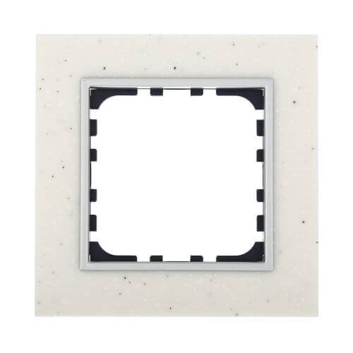 Дизайнерская рамка 1 местная, белый мрамор, камень, 864189-1 LK Studio, серии LK60 и LK80