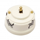 Ретро выключатель, иероглифы, проходной, тумблер золото, ВРПОЗ ЛЕАНЗА одноклавишный