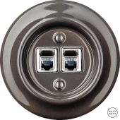 Розетка интернет Cat.6 экранир. двойная, коричневый глянцевый BRGsCat6e Katy Paty