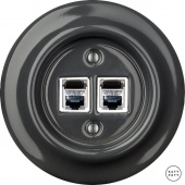 Розетка интернет Cat.6 экранир. двойная, графит глянцевый CRGsCat6e Katy Paty