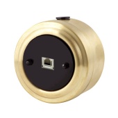 Ретро розетка телефонная RJ12, черная/ золото, М1-29-22bl Vintage