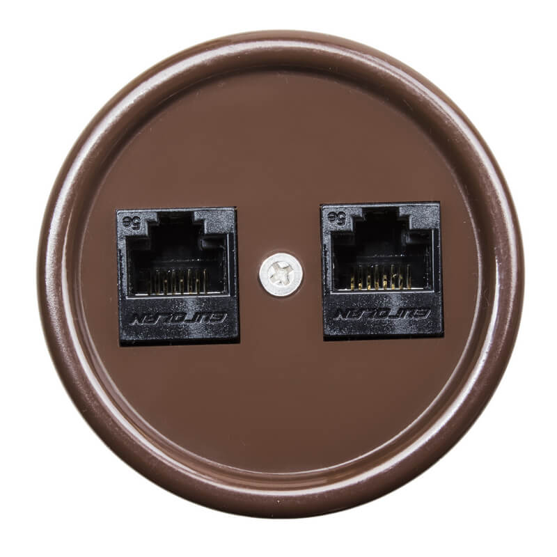 Компьютерная розетка двойная коричневая B1-302-22 BIRONI