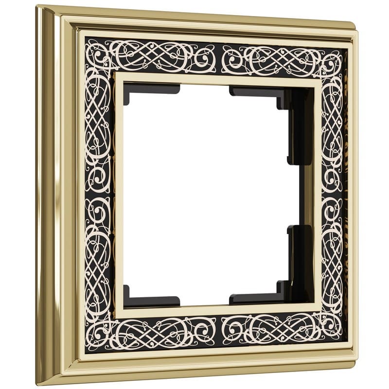 Дизайнерская рамка 1 местная, золото / черный, алюминий, акрил, W0011430 Werkel
