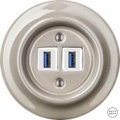 Ретро розетка USB капучино глянцевый LUGsUSBw Katy Paty