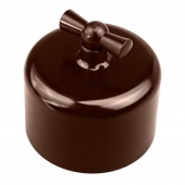 Ретро выключатель, коричневый, R1-210-22 Rozetkof одноклавишный, серия Ришелье