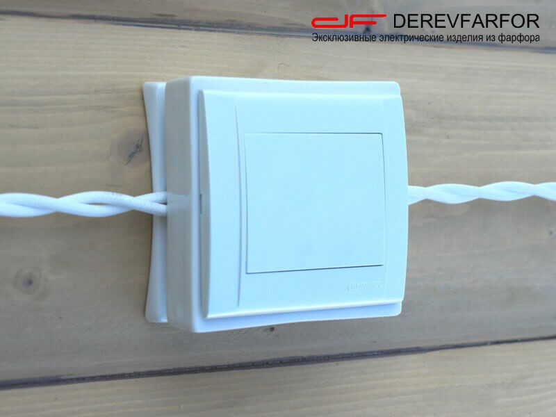 Коробка для ретро выключателя и розетки белый, N011.02.00 DerevFarfor, серия МонолитБревно