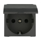 Дизайнерская розетка с заземлением, шторками и с крышкой, черный бархат, 851508-1 LK Studio, серия LK45