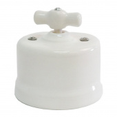 Ретро выключатель Presto белый, P2-VKW65*48 Edisel двухклавишный