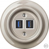 Ретро розетка USB капучино глянцевый LUGsUSBb Katy Paty