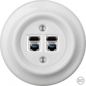 Розетка интернет Cat.6 экранир. двойная, белый глянцевый ALGsCat6e Katy Paty