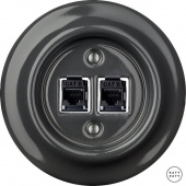 Розетка интернет Cat.6 двойная, графит глянцевый CRGsCat6 Katy Paty