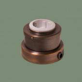 Ретро розетка с заземлением и шторками, серия Лонжин, темная медь, механизм: белый (трубка D16) L243-8-16 Romatti