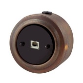 Ретро розетка телефонная RJ12, черная/ патина, М1-29-27bl Vintage