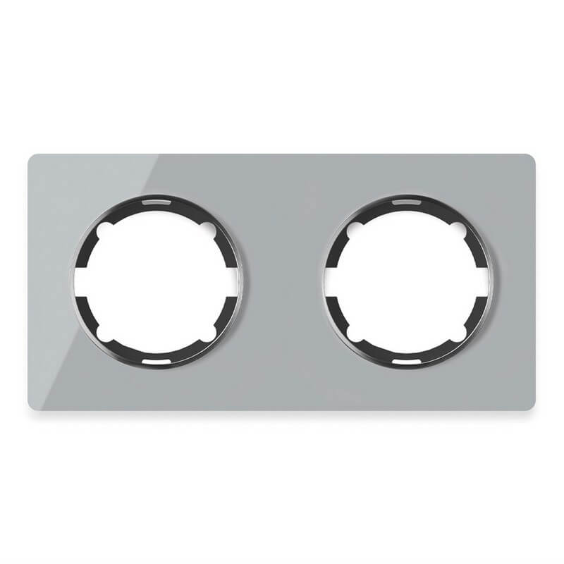 Дизайнерская рамка 2 местная, горизонтальная, серый, стекло, 2234935 OneKeyElectro