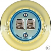 Розетка интернет Cat.6а экранир.10G двойная, лимонный металлик PELUGsCat6a Katy Paty