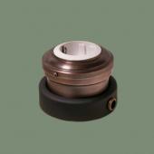 Ретро розетка с заземлением и шторками, серия Роматти темная медь, рамка: черная, механизм: белый R242-8 Romatti