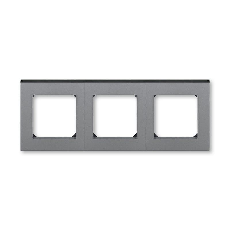 Дизайнерская рамка 3 местная, сталь / дымчатый черный, 2CHH015030A6069 ABB, серия Levit