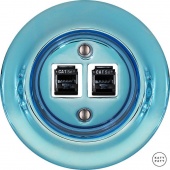 Розетка интернет Cat.5e двойная, голубой металлик PECAGsCat5e Katy Paty