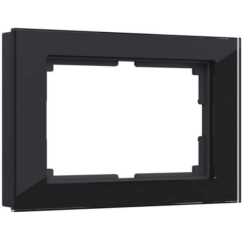 Дизайнерская рамка для двойной розетки, черный, стекло, W0081108 Werkel