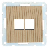 Накладка двойной розетки компьютерной/ телефонной с суппортом, сосна, 866225-0 LK Studio, серия LK60