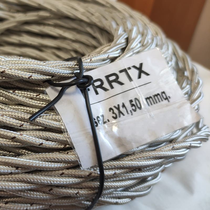 Ретро кабель витой ГОСТ 3*1.5, серебристый, FRRTX-03X1.50ARG Salcavi Industrie