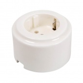 Ретро розетка Cilindro электрическая с заземлением, белый GE90301-01 ТМ МезонинЪ