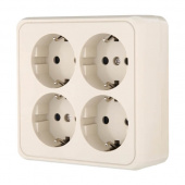 Дизайнерская розетка четырехместная с заземлением и шторками, бежевый, 813801 LK Studio, серия LKStandard