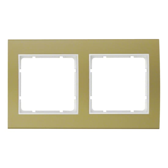 Дизайнерская рамка 2 местная, золотой/полярная белизна, алюминий, 10123046 Berker, серия B.3