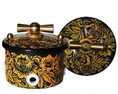 Ретро выключатель малый с плоской крышкой,  Хохлома, 12163И-80 ГусевЪ, одноклавишный проходной