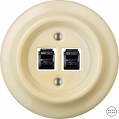 Розетка интернет Cat.5e двойная, ваниль глянцевая PNFLGsCat5e Katy Paty