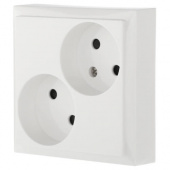Дизайнерская розетка двойная без заземления, со шторками, белый, 863604-1 LK Studio, серия LK60