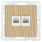 Дизайнерская розетка компьютерная 2хRJ-45 кат. 5е с накладкой, сосна, 866225-1 LK Studio, серия LK60