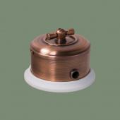 Ретро выключатель серия ДИП-200 светлая медь, рамка: белая, D131-6 Romatti одноклавишный проходной