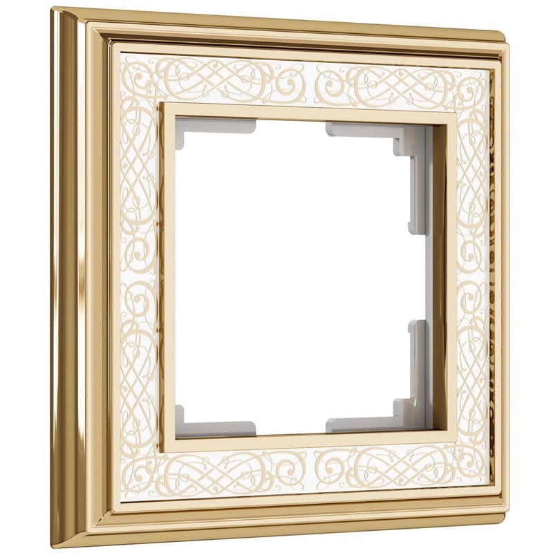 Дизайнерская рамка 1 местная, золото / белый, алюминий, акрил, W0011429 Werkel
