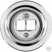 Корпус ретро розетки двойной серебряный глянцевый OPARGs0 Katy Paty